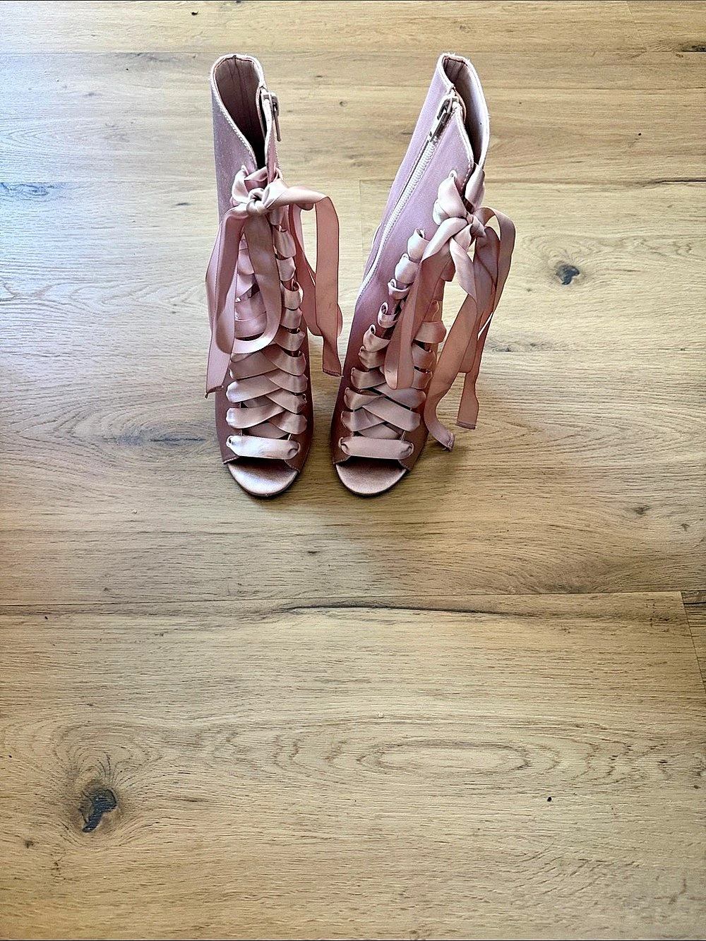 ALDO Pink Ribbon Lace-Up Heels